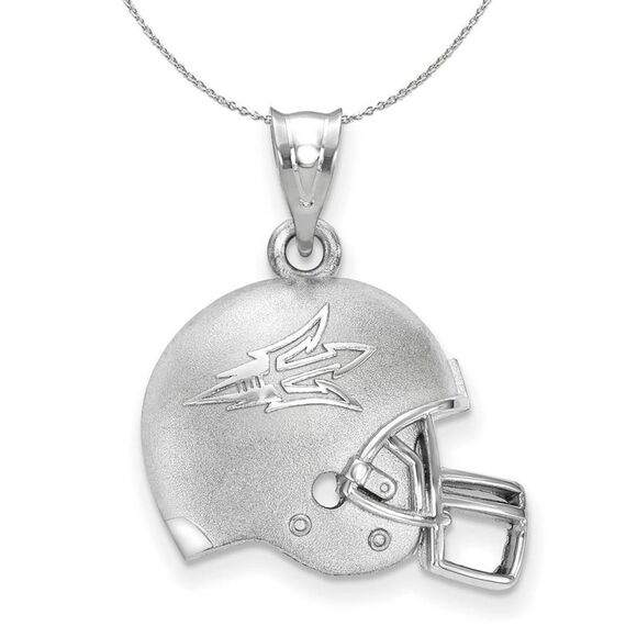 Sterling Silver Arizona State 3D Football Logo Helmet Necklace - 24 In - Picture 1 of 8